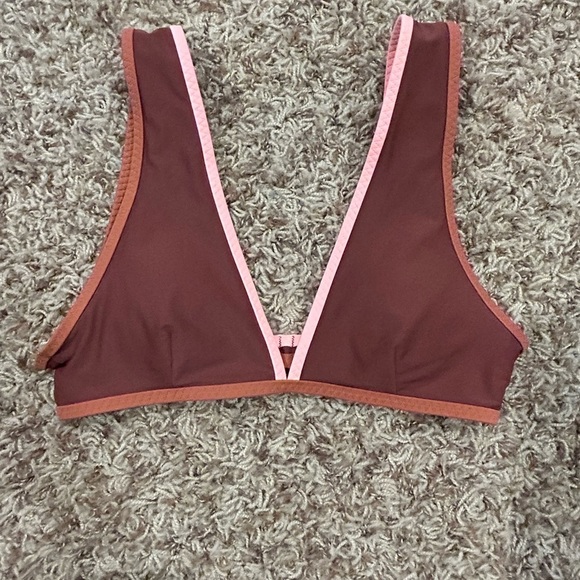 Aerie Brown and Pink Bikini Top - Picture 1 of 3